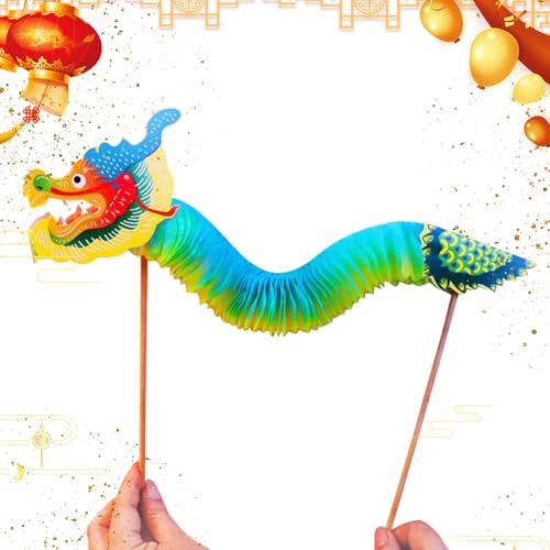 Chinesische Papierdrachendekoration – kleines Bastelset aus Drachenpapier – Drache für Innendekoration, Geschenk zum Schneiden von Drachentanz, Marionette