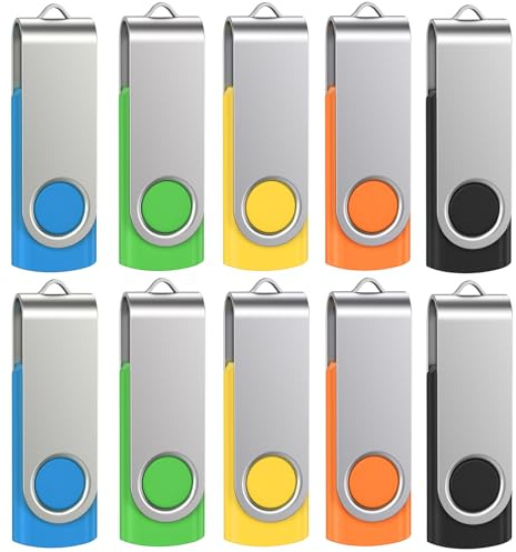 Uflatek USB Stick 8GB 10er Pack – Bunte USB 2.0 Speichersticks Memory Stick, Drehbares Metall-Design, Ideal für Büro, Schule, Datensicherung & Werbegeschenke