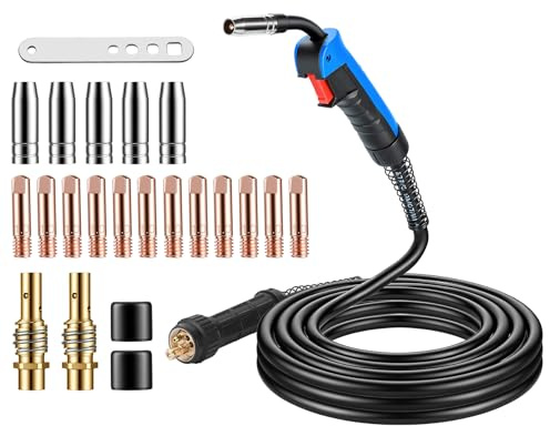BOSYTRO Torcia di Saldatura a filo MIG/MAG MB15AK 5M con Set 22 Pezzi Deteriorabili, Connessioni in Rame Puro e Impugnatura Ergonomica, per Saldatura CO² in Officina e Industria