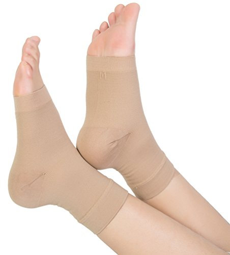 TOFLY Knöchelbandage, Plantarfasziitis Socken, Kompressionssocken & Fußgelenk Bandage, 20-30mmHg für Männer & Frauen, Fußpflege Kompressionsstrümpfe für arch support, Verletzung Recovery, Beige XL