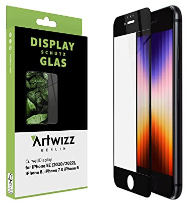 Artwizz CurvedDisplay geeignet für iPhone SE (2022/2020) / 8 / 7 - Displayschutz mit 100% Display-Abdeckung - Schwarz
