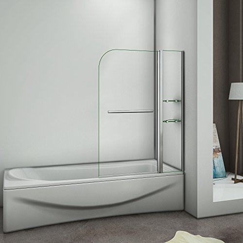 écran de baignoire 120x140cm pare de douche pivotant Pare baignoire avec les étages en verre securit