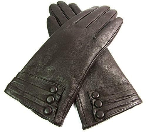 Unbekannt Damen Weiches Premium Leder Handschuhe Vollständig Gefüttert - Braun, L