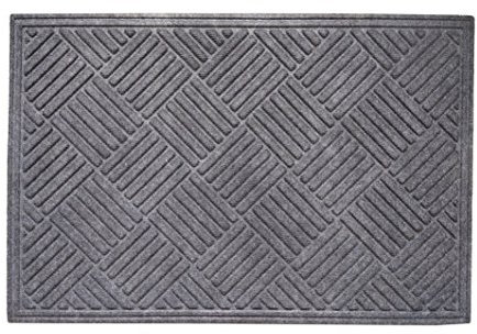 EHC Large Rubber Polypropylene Non Slip Indoors Outdoor Dust & Water Retaining Door Mat, 60 X 90cms- Grey