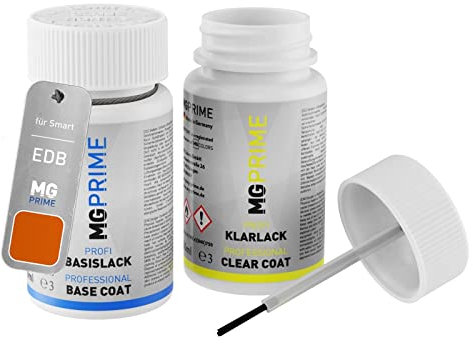 MG PRIME Autolack Lackstift Set für Smart EDB / 2640 Lava Orange Metallic Basislack Klarlack je 50ml