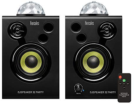 Hercules DJSpeaker 32 Party – Portable 2-Way DJ Speakers with LED Lights for Events and Parties