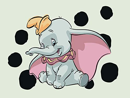 Komar Disney Wall Picture Dumbo Dots Landscape | Children's Room Decoration | Art Print | Size 40 x 30 cm (Width x Height) | Without Frame | WB027-40 x 30 cm