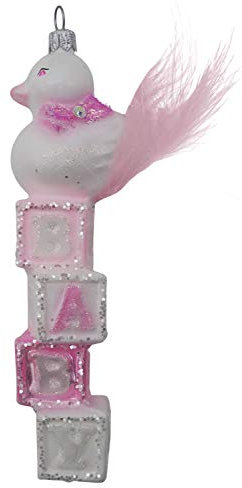 Christbaumschmuck Weihnachtsbaumschmuck Weihnachtsdeko Ente Bauklötze Baby Rosa Glas Weihnachten