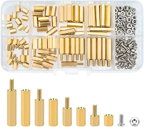 ADNEWX® M3 Messing Abstandshalter Hex Messing Säulen PCB Board Männlich Weiblich Gewinde Abstandsbolzen Sortiment Set für Motherboard-120 Stück