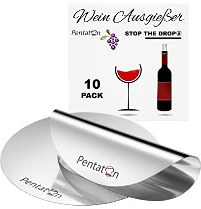 Pentaton Wein Ausgießer, Einschenkhilfe für tropffreies Einschenken, Wiederverwendbare tropffreie Weinausgießer Plättchen (10 Pack)