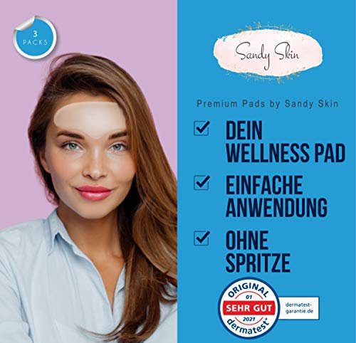 SANDY SKIN | 2 St. Stirn & Zornesfalte Anti Falten Pad + GRATIS AUGENPADS I bis zu 30x wiederverwendbar I Anti-Falten Pads zur Glättung & Reduktion von Stirnfalten I Forehead Pad | SCHNELLE WIRKUNG