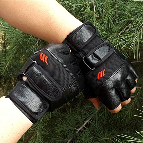 Herren-Handschuhe aus Leder, für Fitnessstudio, Training, Sport, Fitness, Sport, Halbfinger, für kaltes Wetter, Schutz der Hand