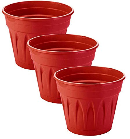 Maceta Redonda, Set 3 Unidades, 31 cm. Diámetro, 11 litros (Rojo)