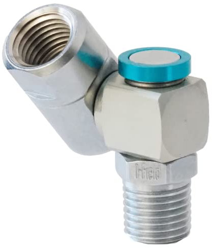 1/4NPT Druckluftwerkzeug-Drehgelenk, Stahl und Aluminium, 360 Grad × 2 Achsen, schwenkbarer Luftschlauch-Anschluss, industrieller Drehgelenk, pneumatischer Druckluftwerkzeug-Adapter (blau)