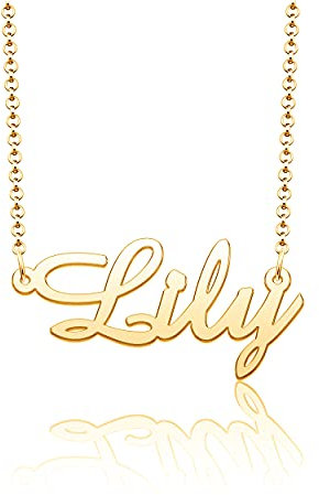 Korliya Personalized Name Necklace Copper Jewelry for Girls Name Necklace for Women Gold Name Necklace, Metal, glass