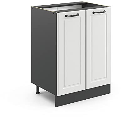 Vicco Küchenunterschrank R-Line, Weiß Landhaus/Anthrazit, 60 cm ohne Arbeitsplatte