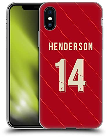 Head Case Designs Offizielle Liverpool Football Club Jordan Henderson 2021/22 Spieler Home Kit 2nd Gruppe Soft Gel Handyhülle Hülle kompatibel mit Apple iPhone X/iPhone XS