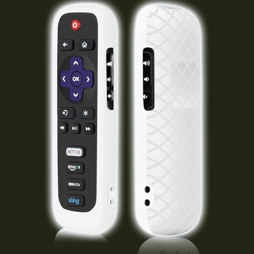 Remote Case for Roku, Battery Cover for TCL Roku Smart TV Steaming Stick Remote, Roku TV Remote Cover Silicone Protective Controller Universal Sleeve Skin White