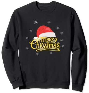 Merry Christmas XMas Santa Claus Hat Cap Schneeflocken Sweatshirt