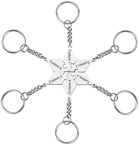 Gravure Personnalisée En Acier Inoxydable Personnalisé 5/6 Étoile À Pointes Puzzle Meilleurs Amis BFF Famille Porte-clés Amitié Puzzle Pièce Charme Pendentif Ensemble (étoile à six branches)