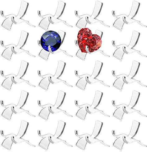 LanYing 20 Stück Klare Acryl Staffelei 3,5 cm Acryl Display Halter Transparenter Staffelei Kleine Sammlerstücke Display Ständer für Stein,Mineral Achat Fossil Korallen Edelsteine Geoden Rock