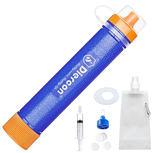 Zwbfu Wasserfilter für Notfälle, Trinkhalm, tragbar, dreistufige Filtration, für Babys Camping, Wandern, Jagd und Notfallvorbereitung