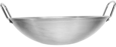 Alipis Stainless Steel Wok Pan Round Bottom Silver Cooking Pot | Large Capacity, Easy to Clean Finish, Even Heating and Heat Retention for Bbq and Home Cooking
