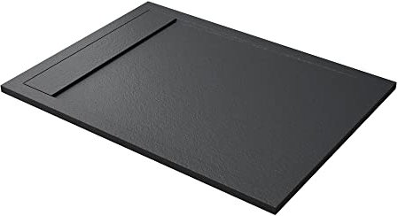 Mai & Mai Duschwanne 80x120x3cm Duschtasse mit Gefälle flach Rechteckig Anthrazit aus hochwertigem Gussmarmor