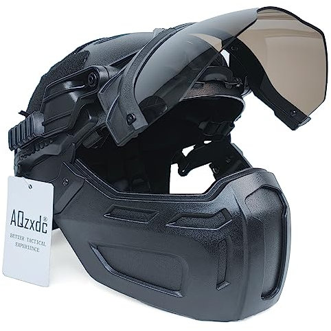 AQ zxdc Tactical Airsoft Paintball Fast Helmet Gear Tactical Mask and Visor, PJ Type Tactical 5MM Thick Military Helmet Protective NVG Mount for CS Game Combat (Color : Black)