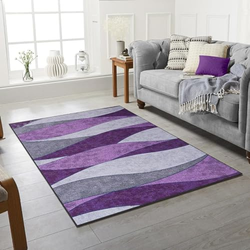Modern Style Rug Wind Design Black Blue Purple Red Rugs Living Room Extra Large Size Soft Non Slip Short Pile Carpet Area Washable Rugs (Violet, 160 X 230 CM)