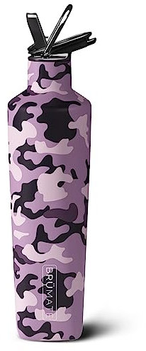 BrüMate ReHydration – 100 % auslaufsichere isolierte Wasserflasche mit Strohhalm, 750 ml – Edelstahl-Wasserbehälter (Mauve Camo)