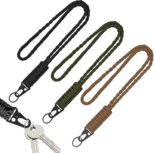 KAYEF 3 Stück Unisex Basic Schlüsselanhänger Schlüsselband Umhängeband Lang Leder Neck Lanyard Langes Handgelenk Paracord Lanyard Key Paracord Armbänder Schlüsselanhänger Paracord für Kamera Outdoor