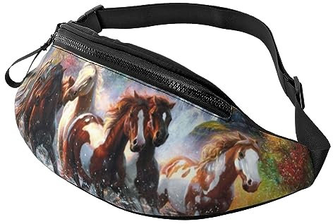 Bauchtasche mit Kopfhöreranschluss und Taschen, verstellbarer Gürtel für Outdoor, Workout, Wandern, Pferde, Einheitsgröße