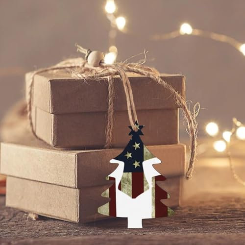 2023 Weihnachtsbaumschmuck, USA-Flagge, amerikanischer Spartaner-Druck, Holz-Weihnachtsschmuck, Holzscheibe, Ornamente mit Seilen, Weihnachtsbasteln für Weihnachtsfeiertagsdekorationen,