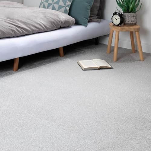 Steffensmeier Teppichboden Sardinien Meterware | Auslegware für Kinderzimmer Wohnzimmer Schlafzimmer | Silber, Größe: 200x800 cm