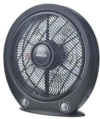 Jocca - Ventilatore portatile da terra o da tavolo| 5 pale| 3 velocità| Spegnimento automatico| Timer| Ventilatore a cassetta| Antiribaltamento| Diametro 30 cm| Casa o ufficio| Nero