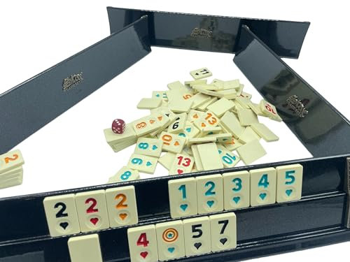 vienberg Premium Perl Okey Set | Rummikub Spiel | handgefertigtes Rummy Set aus Holz, INCI Okey takimi | Brettspiel, Gold & Schwarz lackiert (Perl Schwarz)