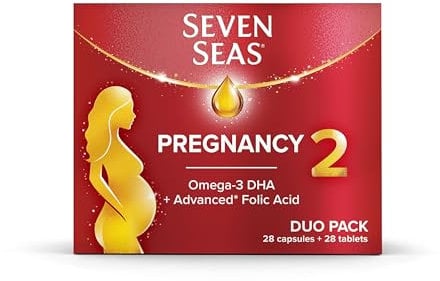 Seven Seas Pregnancy, Pregnancy Vitamins With Omega-3 DHA And Advanced* Folic Acid, Iron, Vitamins B6 And B12, 28 Capsules plus 28 Tablets, 4-Week Supply