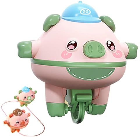KWHEUKJL Cute Balanced Pig Toys, Acrobatics Tumbler Balance Pig, Novelty Tightrope Walking Tumbler Unicycle Toy, Fingertip Gyroscope Spinner Car Balance Robot (Green)