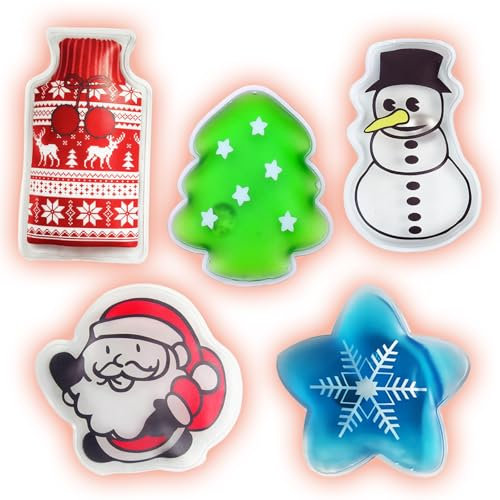 JOKILY Weihnachten Handwärmer, 5 Stück Handwärmer, Taschenwärmer, Handwärmer Kinder, Handwärmer Wiederverwendbar für Kinder Erwachsene warme Hände Wintermotive Wärmekissen Fingerwärmer