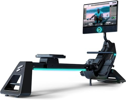 Sportstech Premium Rudergerät für zuhause + 21.5 Touch Display - Deutsche Qualitätsmarke - App mit Workouts & Training Kursen, klappbare Rudermaschine mit LED Technologie, sRow
