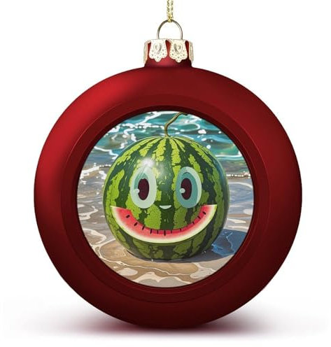 Große Weihnachtskugel, Wassermelone mit Smiley-Druck, Weihnachtsbaumschmuck, Halloween-Kugel-Ornamente
