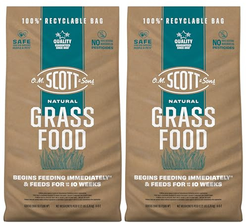 O.M. Scott and Sons Natural Grass Food - Grass Fertilizer for Lawns, Feeds up to 10 Weeks, Covers 2,000 sq. ft., 12.72 lb. (2-Pack)