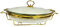 Reldor Ceramic Food Warmer with Gold Wire Stand and Lid for Heat & Moisture Retention, 15 Inch Oval Chafing Dish for Buffet, Ideal for Weddings, Parties, Catering Events (White & Gold)