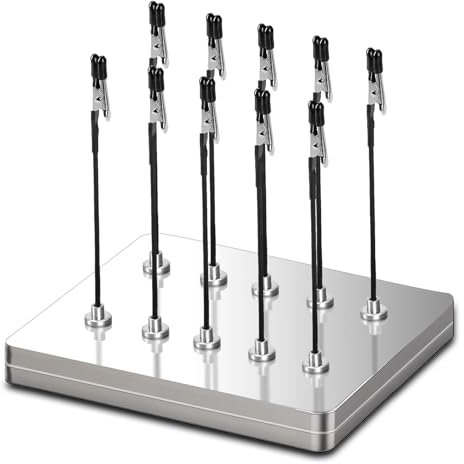 Saldatura a terza mano, 10 ausili per saldare con clip a coccodrillo e base magnetica, design flessibile antiscivolo, ideale per saldare, supporti per lavagne e modellismo accessori (Argento)