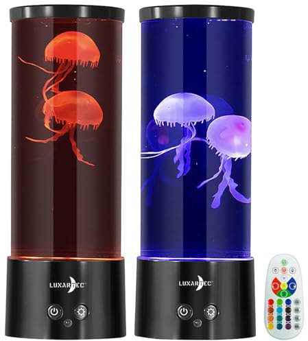 Lunartec Quallen Lampe: 2er-Set LED-Quallen-Leuchten, 17 Farben, 4 Modi, 3 Helligkeiten (Lavalampe, Lavalampe mit Farbwechsel, RGBW)