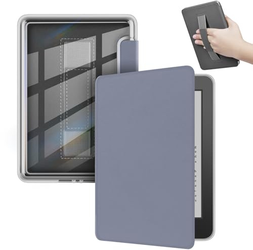 Custodia ERUNTO per Kindle Paperwhite 7 (2024), Signature e Colorsoft – Retro acrilico, chiusura magnetica con laccetto, accensione/spegnimento(Viola)