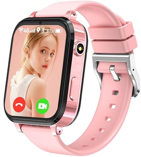 clleylise Smartwatch Kinder mit GPS und Telefon, 4G Kinder Smartwatch, Voice Chat, SOS IP68 Wasserdicht Spiel Wecker Touchscreen, Smart Watch für Jungen Mädchen 4-16 Jahre (Pink)
