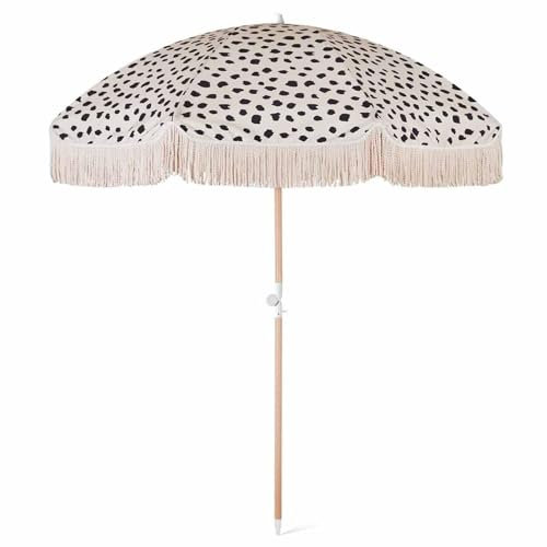 XUQQU Sombrilla De Jardín Clásica con Lunares, Sombrilla De Playa De Estilo Bohemio, Sombrilla Inclinable para Patio, Sombrilla De Mercado con Función De Inclinación, Sin Base