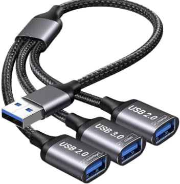 USB Splitter 3 Port, Multiple USB Port Extension Multi Ports 1xUSB3.0 2xUSB2.0 Extender Multiport 1 In 3 Out Adapter Adaptors For Data Transfer Laptop Car TV Charging Printer
